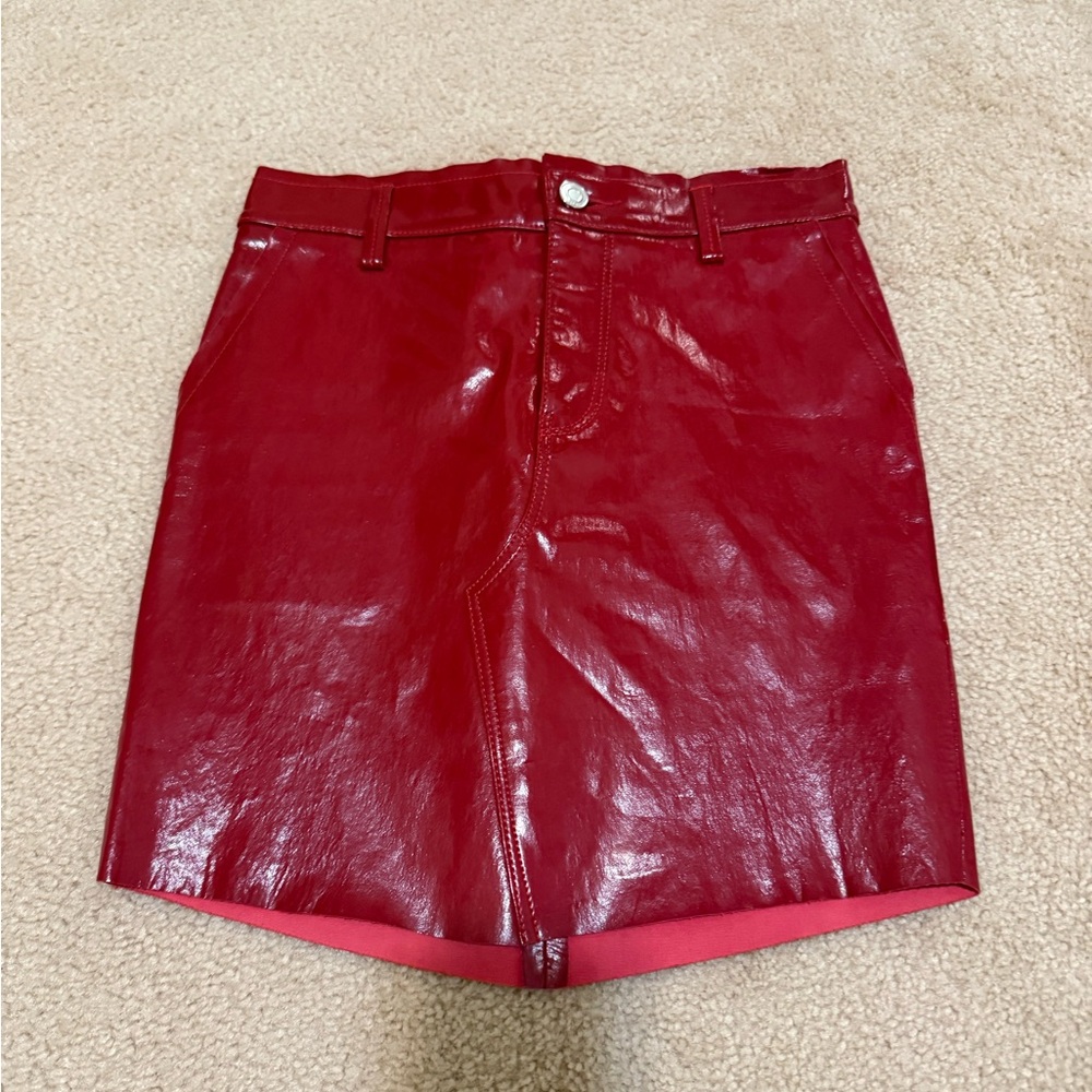 New!! RtA Red Leather Mini Skirt - 0